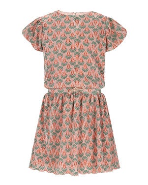 Miron Plisse Dress with balloonsleeve AOP Roze