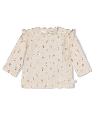 Longsleeve pointelle rib AOP - Flower Ranch Off White