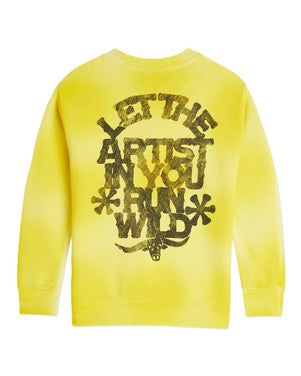 Front and back artwork relaxedfit washed sweatshirt Geel