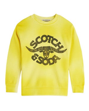 Front and back artwork relaxedfit washed sweatshirt Geel