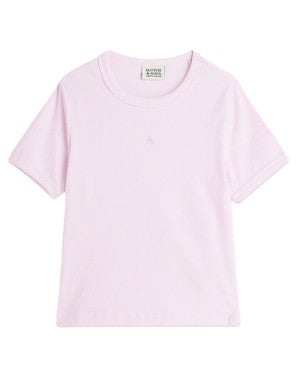 Seasonal core ribbed slimfit Tshirt Roze