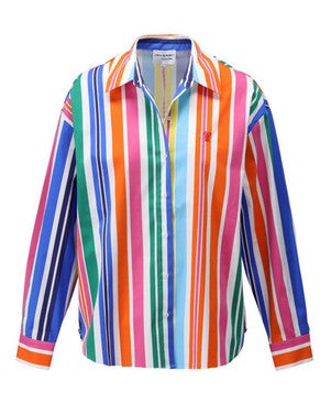 C728L Blouse met strepen & kreeft Multi