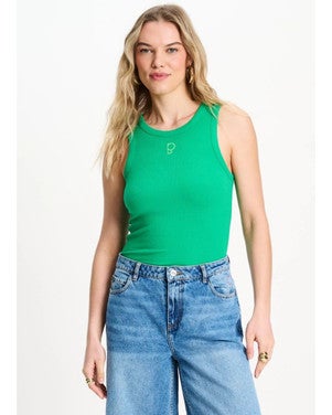 TANKTOP - Rib Palm Green Groen