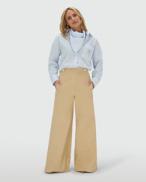 REGINA mid rise wide leg pantalon Camel