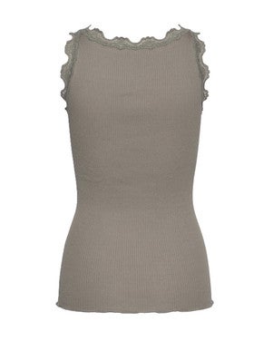 RWBabette Silk SL U-neck Long Lace Top Groen