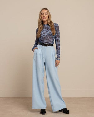 Rea mesh leopard top Blauw