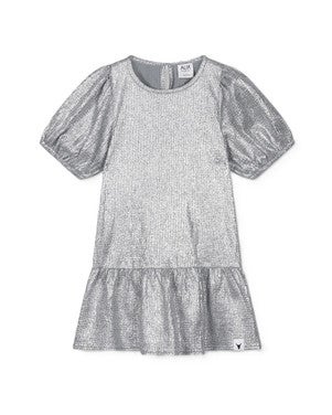 kids knitted structured dress Zilver