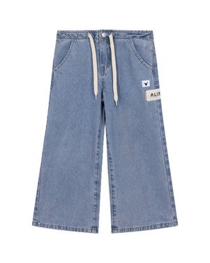 kids woven wide leg flowy denim pants Licht Blauw