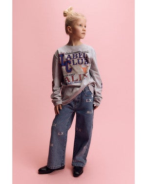 kids woven wide leg denim pants Blauw