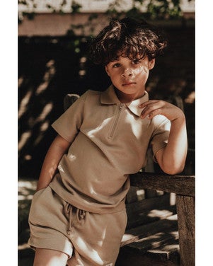 Hervas Zip Polo Beige