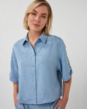Blouse daisy jacquar Blauw