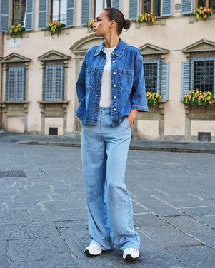 Trousers daisy jacquard Blauw