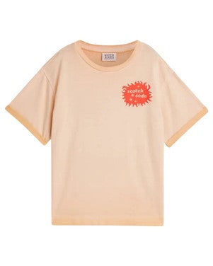 Front artwork relaxedfit colddyed Tshirt Oranje