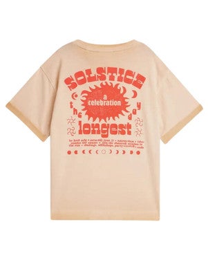 Front artwork relaxedfit colddyed Tshirt Oranje