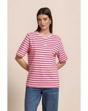 Stripe studio floor t-shirt Roze