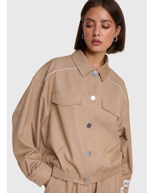 ladies woven 2 tone jacket Camel