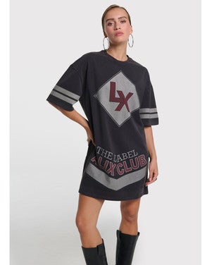 ladies knitted sporty t-shirt dress Grijs