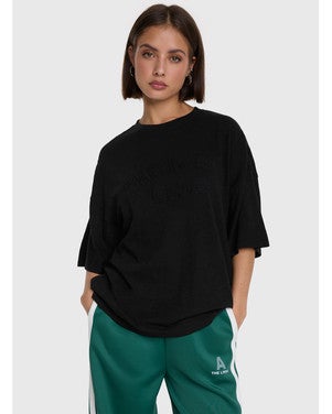 ladies knitted slub t-shirt Zwart 1