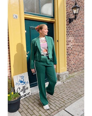 WJ117586 Zoe Gathered Bottom Blazer Groen