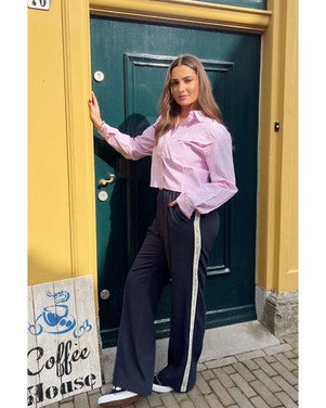 WB117541 Febe Striped Cropped Blouse Roze