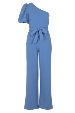 Jumpsuit Jossy one-shoulder Blauw