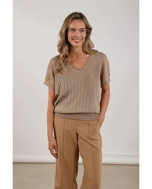 Raya Top Lurex Camel