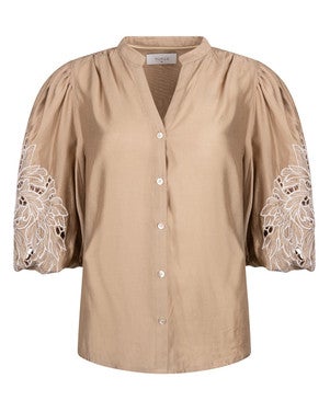 Rosie Blouse Embroidery Camel