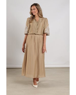 Rosie Blouse Embroidery Camel