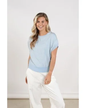 Wies Top Lurex Licht Blauw