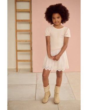 Kiamo Dotted Jersey top with open back Off White