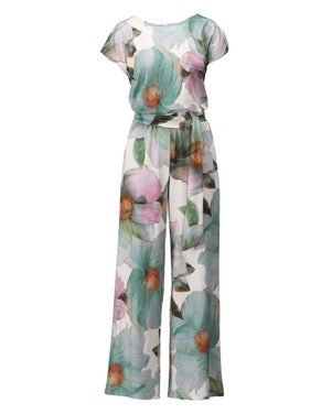 C112 Jumpsuit met bloemen design Groen