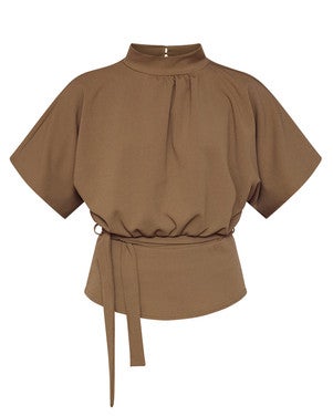 GIRL-TOP6 Highneck Bruin 1