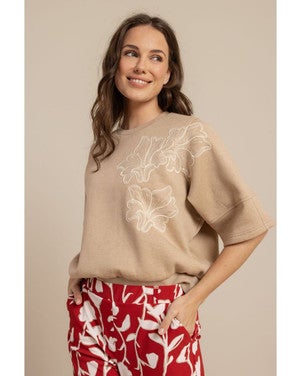 Pleuni ssl embroiderie sweater Beige