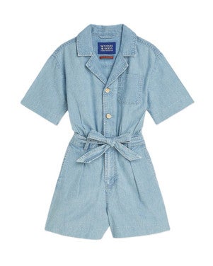 Lightweight chambray playsuit Blauw
