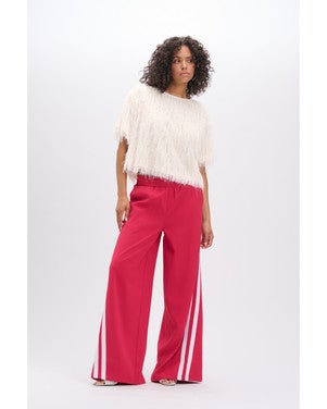 ladies woven wide stripes pants DOLCE Roze