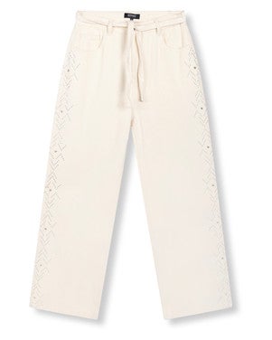 ladies woven relaxed studs denim pants PAYTON Ecru