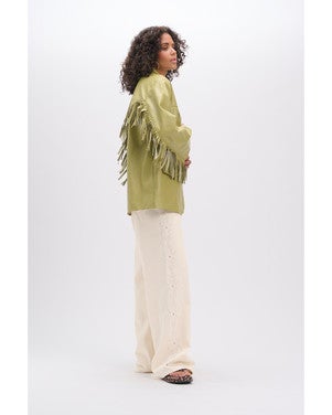 ladies woven relaxed studs denim pants PAYTON Ecru