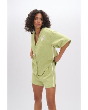 ladies woven relaxed stripe shorts DOLLY Groen