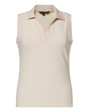 CAROLINE sleeveless polo top Off White
