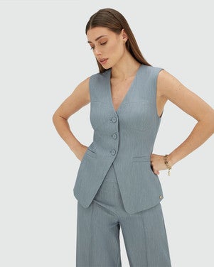 REIGN fitted gilet Licht Blauw