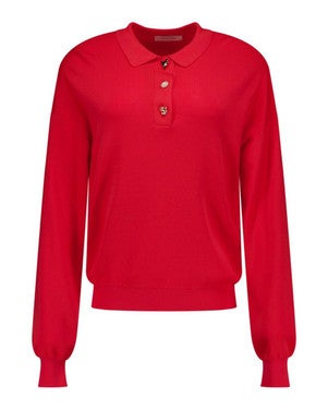 Pelin fancy button polo Rood