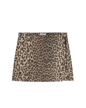MAVEN regular fit skort met leopard print Bruin 1