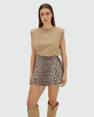 MAVEN regular fit skort met leopard print Bruin 1