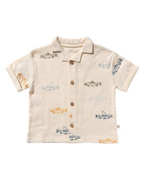 Shark Fish Loose Shirt Wit 1