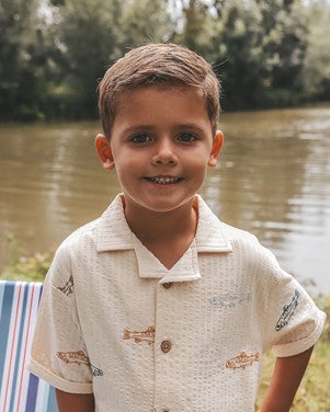 Shark Fish Loose Shirt Wit 1