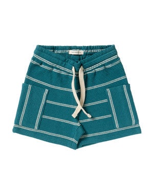 Structure Stripe Pocket Shorts Donker Blauw