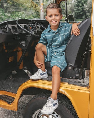 Structure Stripe Pocket Shorts Donker Blauw