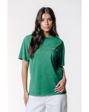 WT117648 CR 76 Acid Wash Loosefit Tee Groen