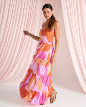 C311 Bandeau jurk met design Multi