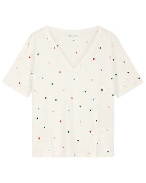 Phil V-Neck T-Shirt Hearts Wit 1